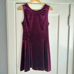 BCBG Generation Womens Size M Sleeveless Velvet Skater Dress Mini Burgundy Party